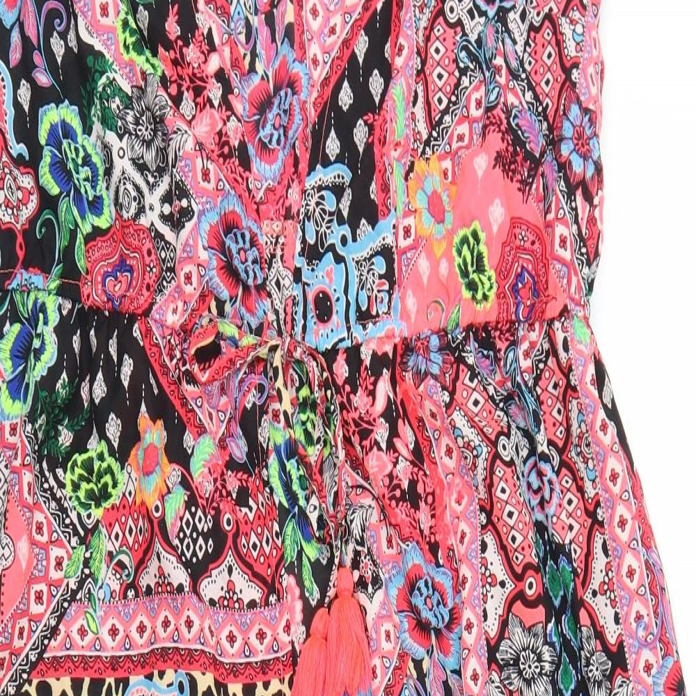 George Womens Pink Floral  Kimono Jacket Size 16  Tie - Beach Wear
