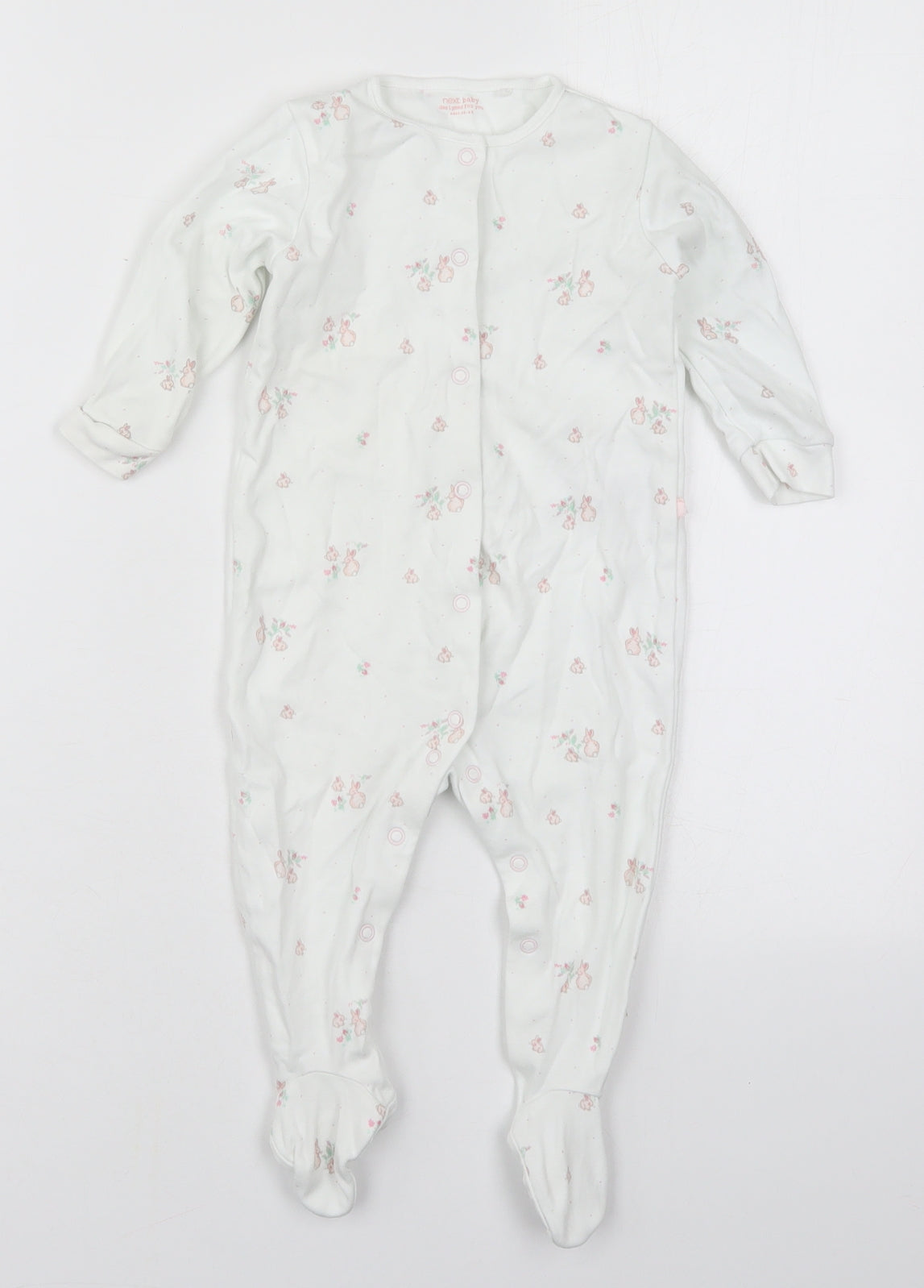 NEXT Girls White Solid Cotton Cami One Piece Size 9-12 Months  Button - Rabbits