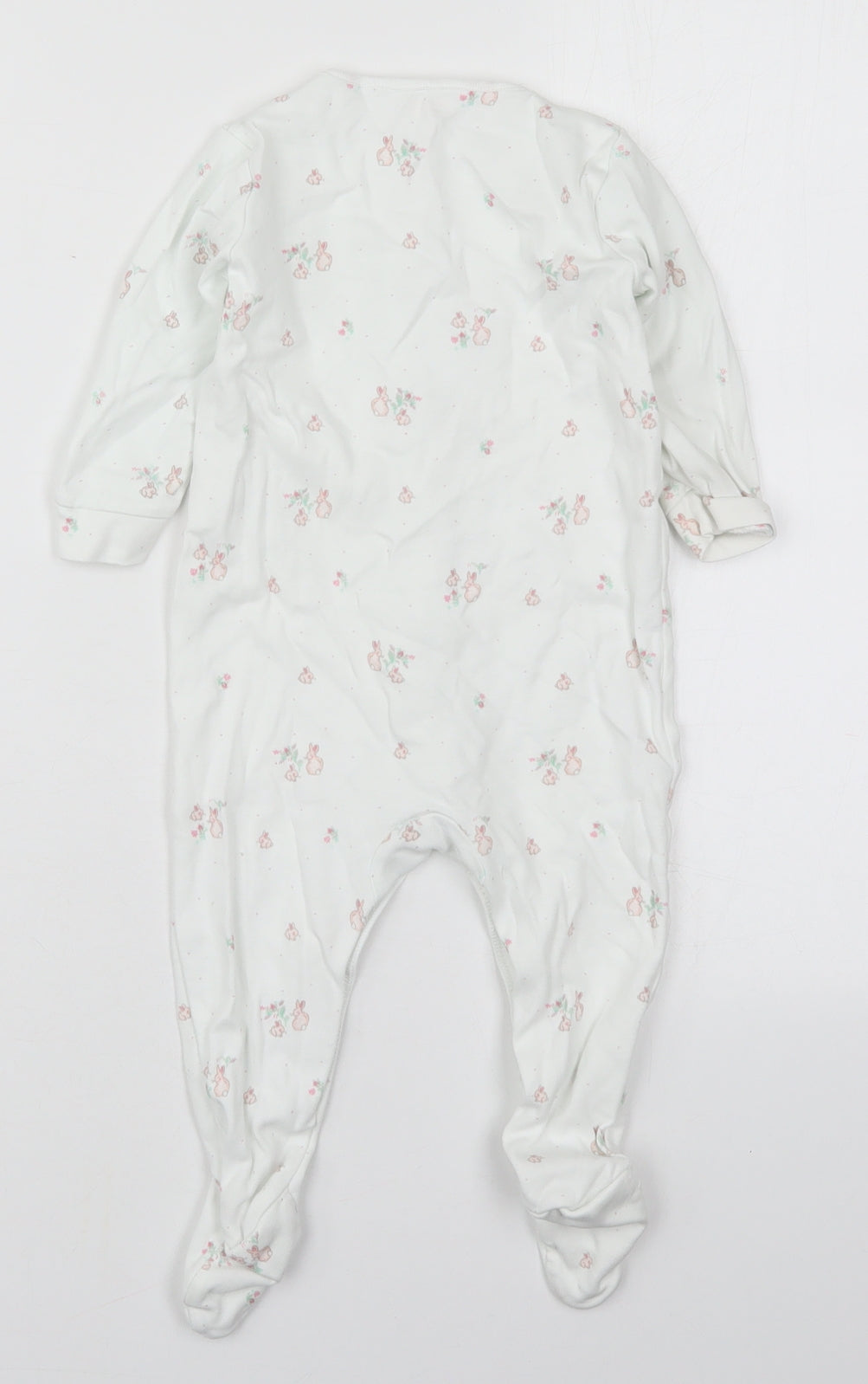 NEXT Girls White Solid Cotton Cami One Piece Size 9-12 Months  Button - Rabbits