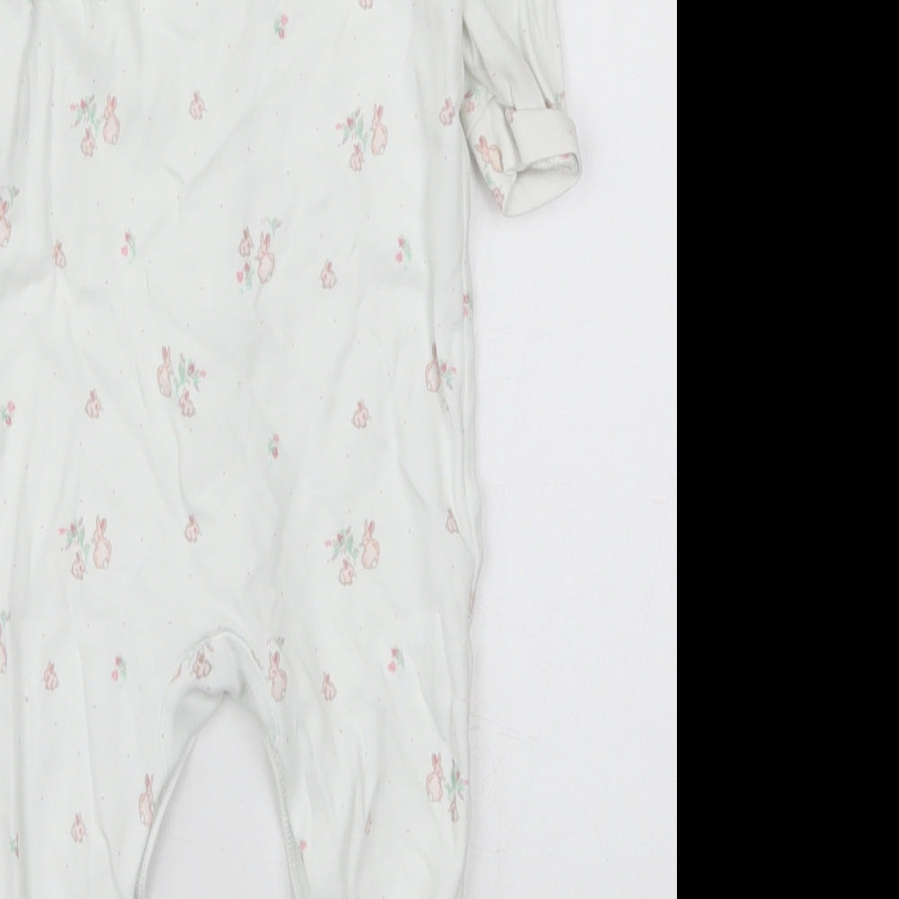 NEXT Girls White Solid Cotton Cami One Piece Size 9-12 Months  Button - Rabbits
