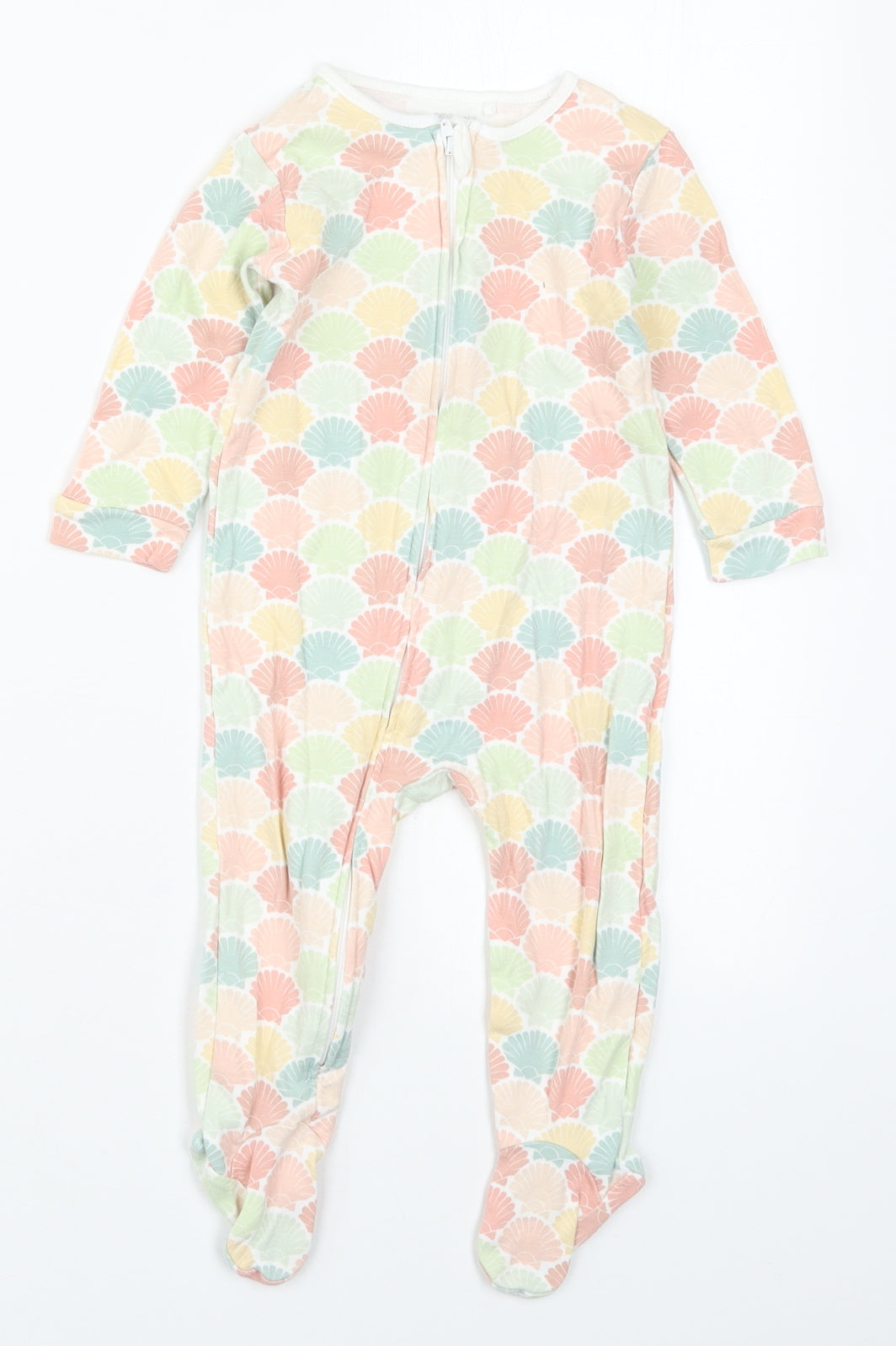 NEXT Girls Green Solid Cotton Cami One Piece Size 9-12 Months  Zip - Orange Shell Print