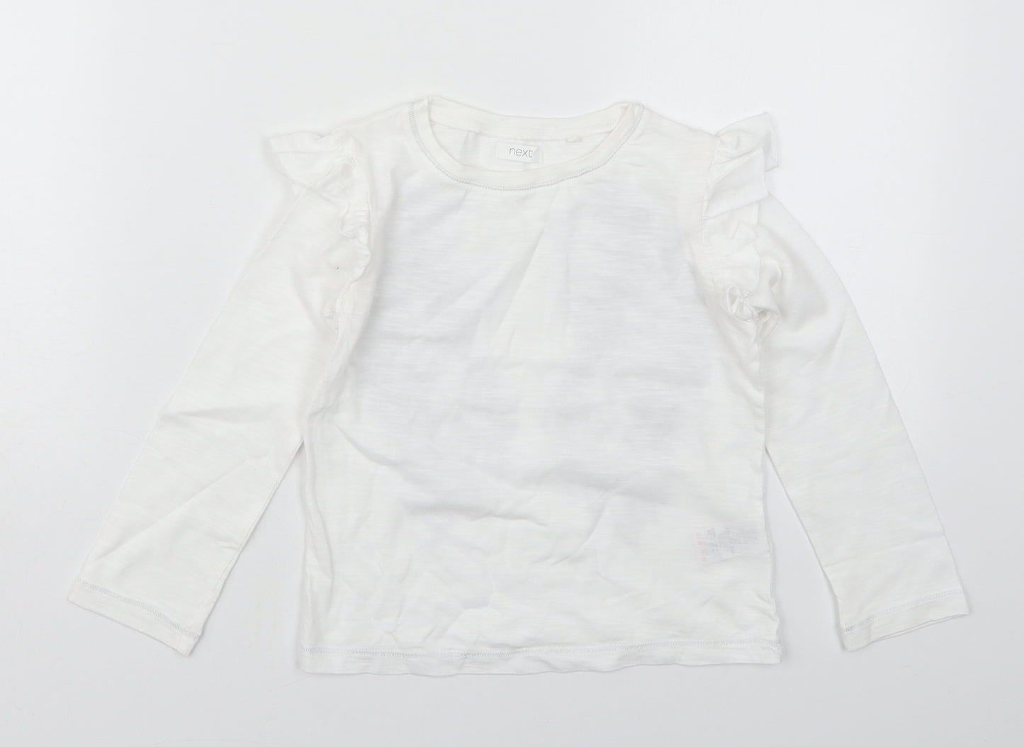 NEXT Girls White  Cotton Basic T-Shirt Size 4 Years Crew Neck Pullover - Angel Wings