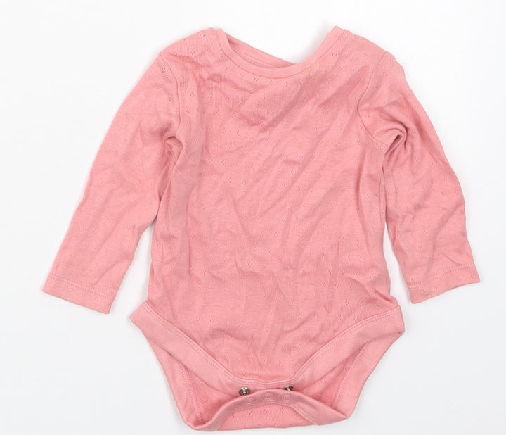 F&F Girls Pink Cotton Babygrow One-Piece Size 0-3 Months Button