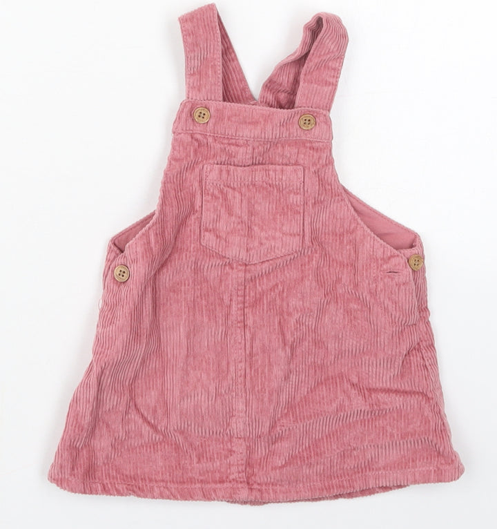 NEXT Girls Pink Cotton A-Line Size 6-9 Months Square Neck Button