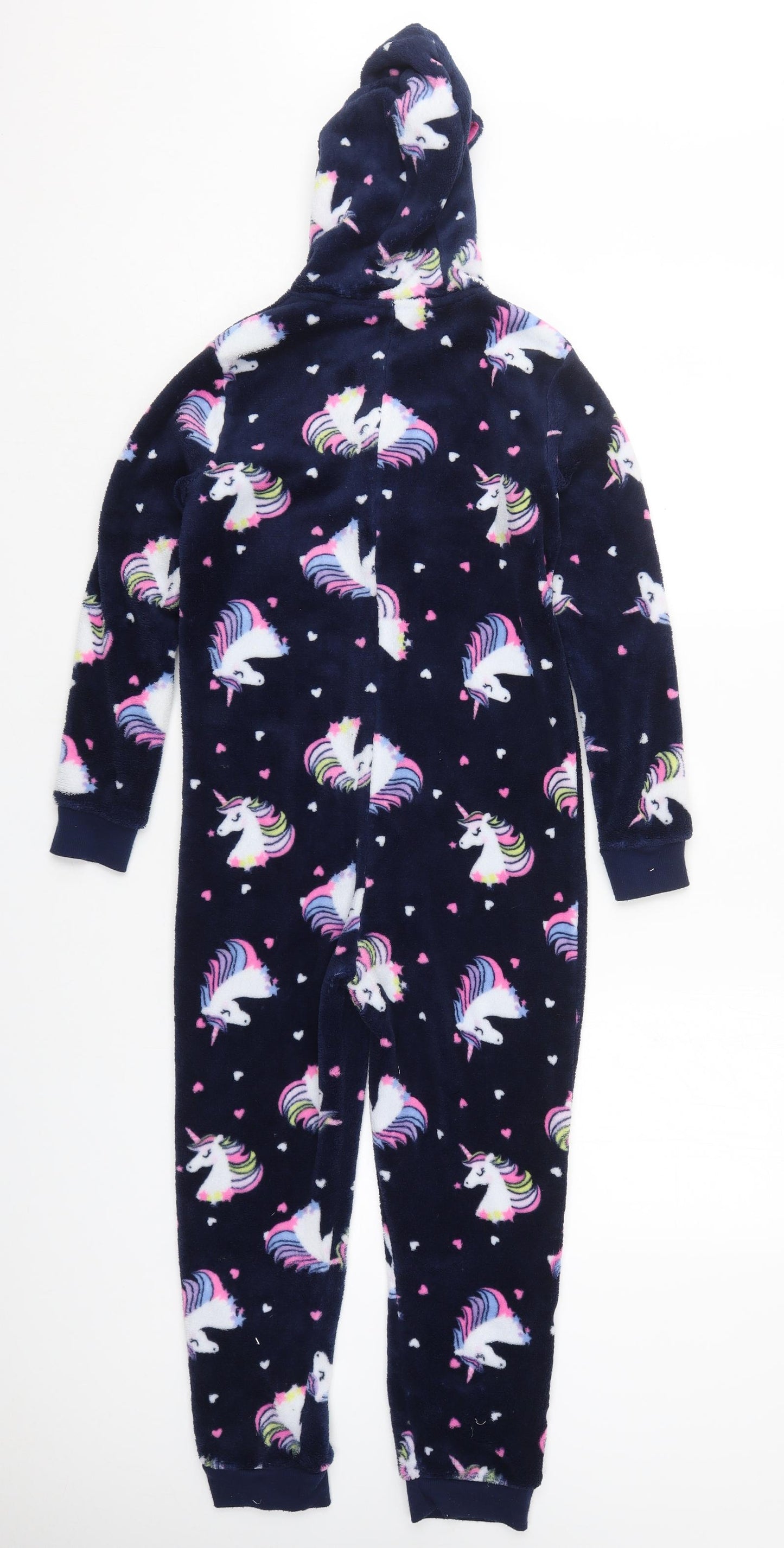 Pep&Co Girls Blue Solid Polyester Cami One Piece Size 8-9 Years  Zip - Unicorns