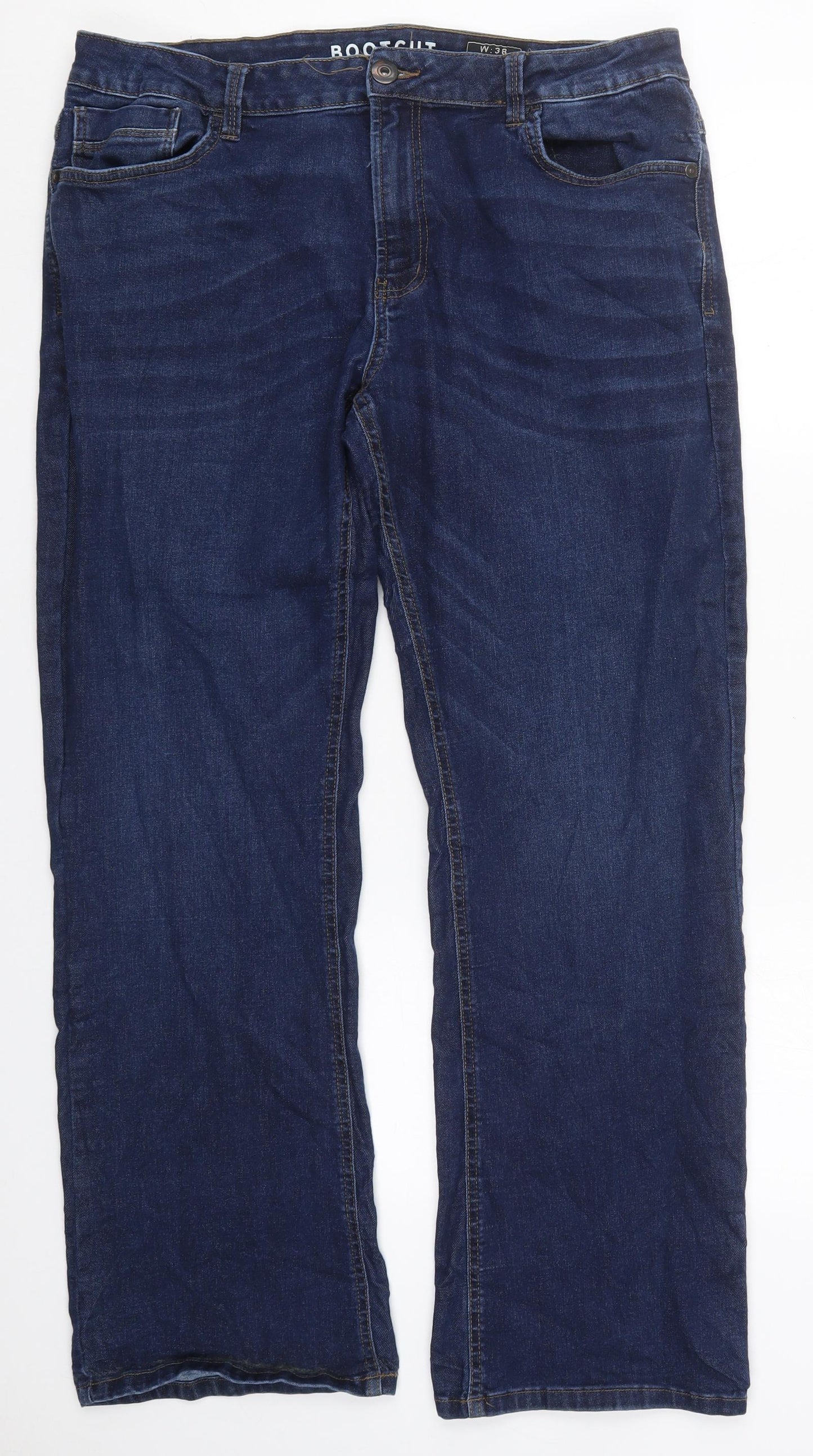 Dunnes Mens Blue  Cotton Bootcut Jeans Size 38 L32 in Regular Button
