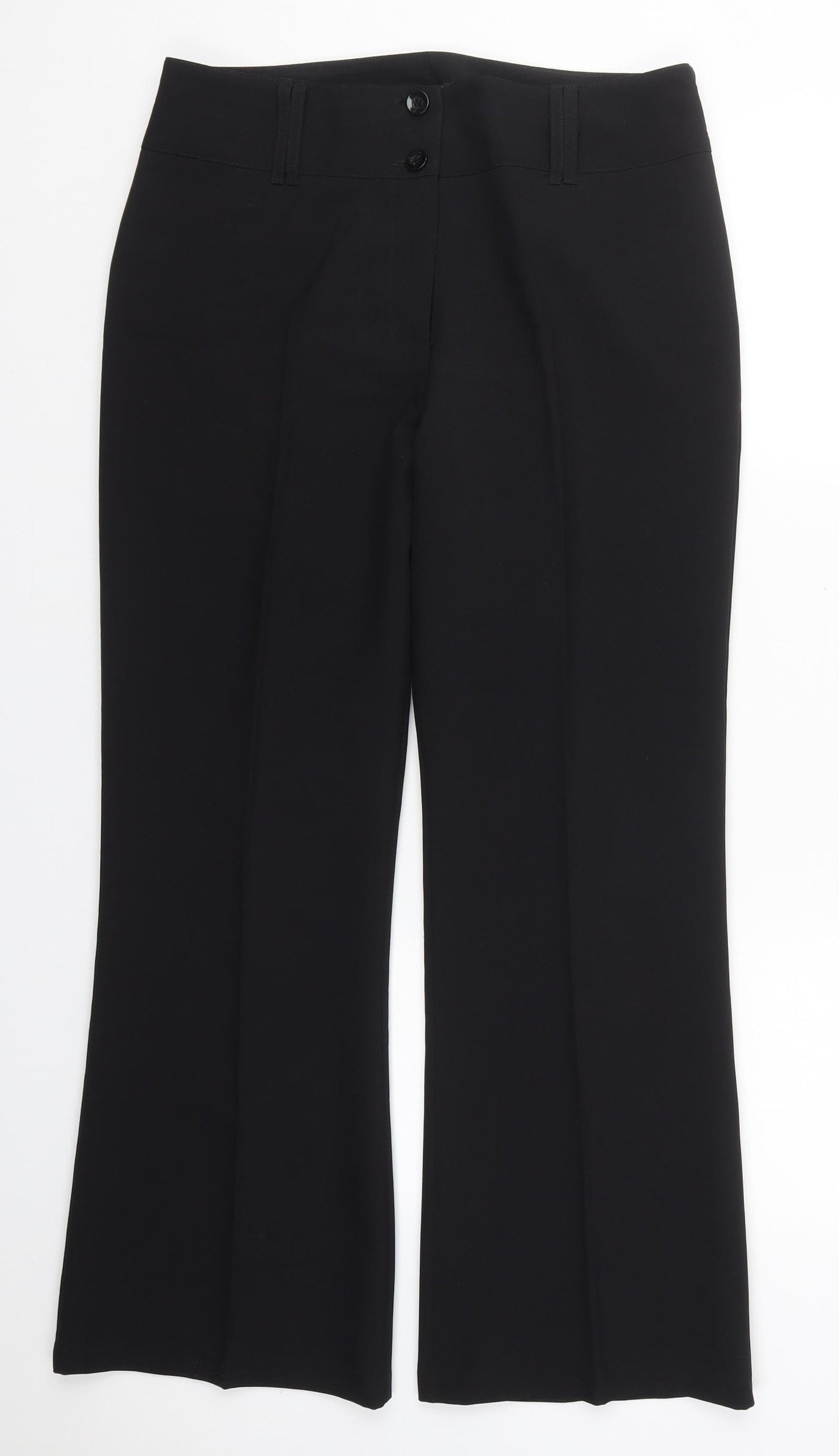Papaya Womens Black  Polyester Trousers  Size 12 L29 in Regular Button