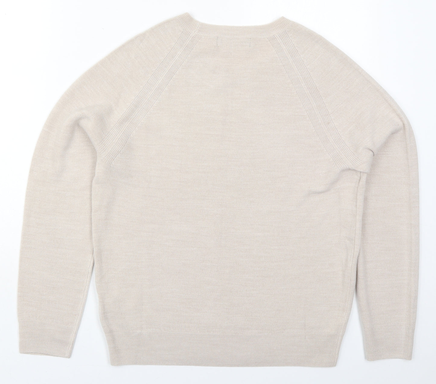 Marks and Spencer Womens Beige Round Neck  Acrylic Pullover Jumper Size 12