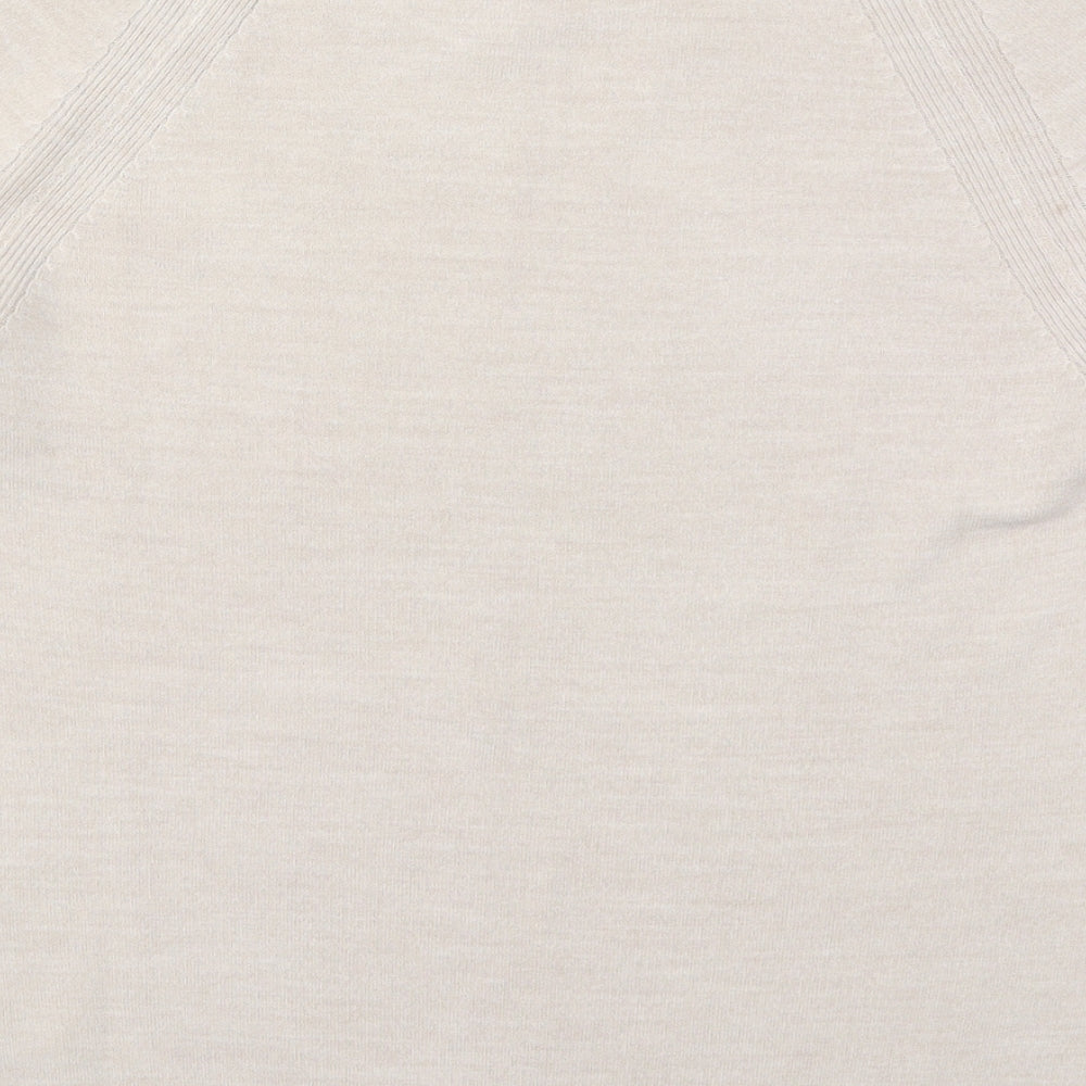 Marks and Spencer Womens Beige Round Neck  Acrylic Pullover Jumper Size 12