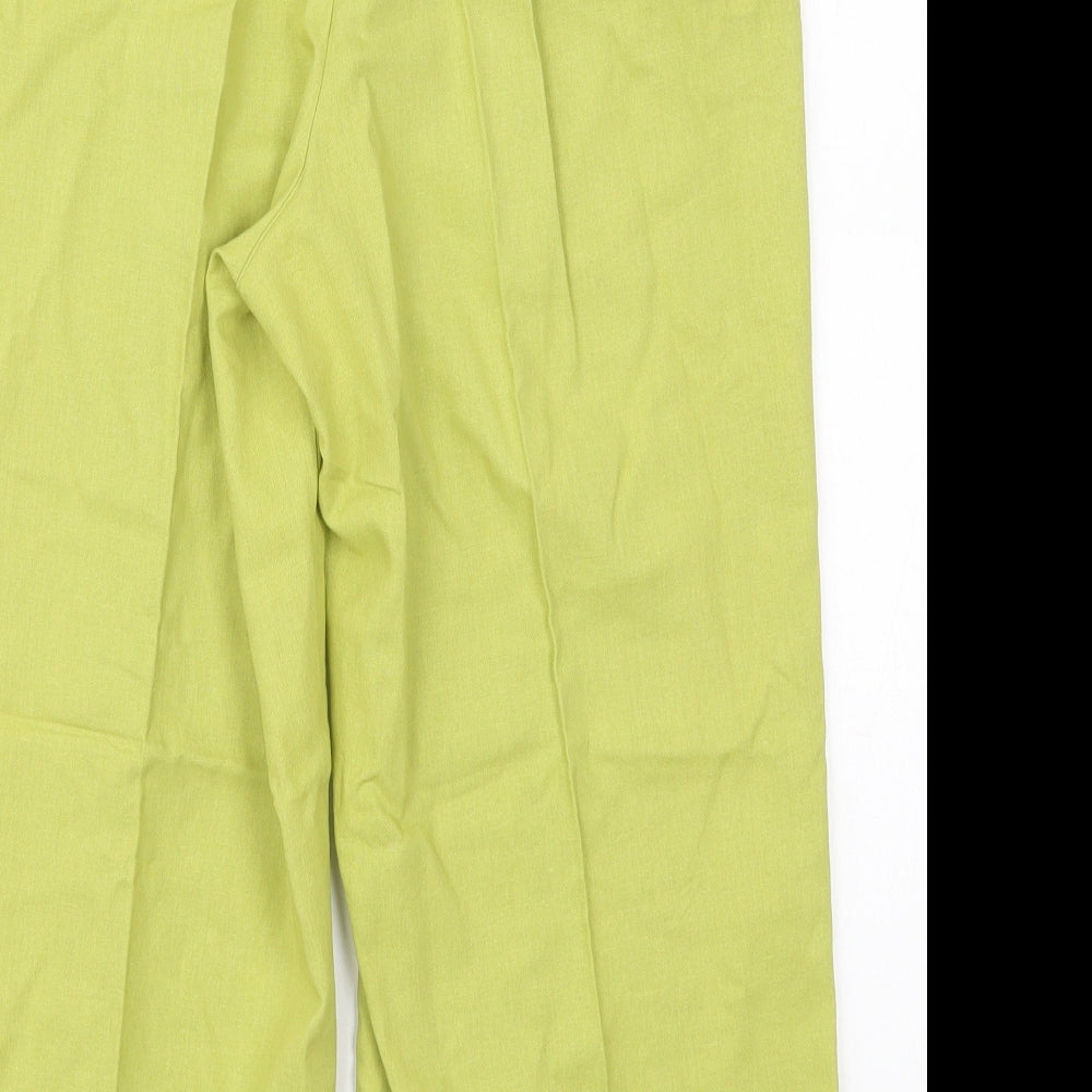Dunnes Womens Green  Linen Trousers  Size 12 L20 in Regular Drawstring