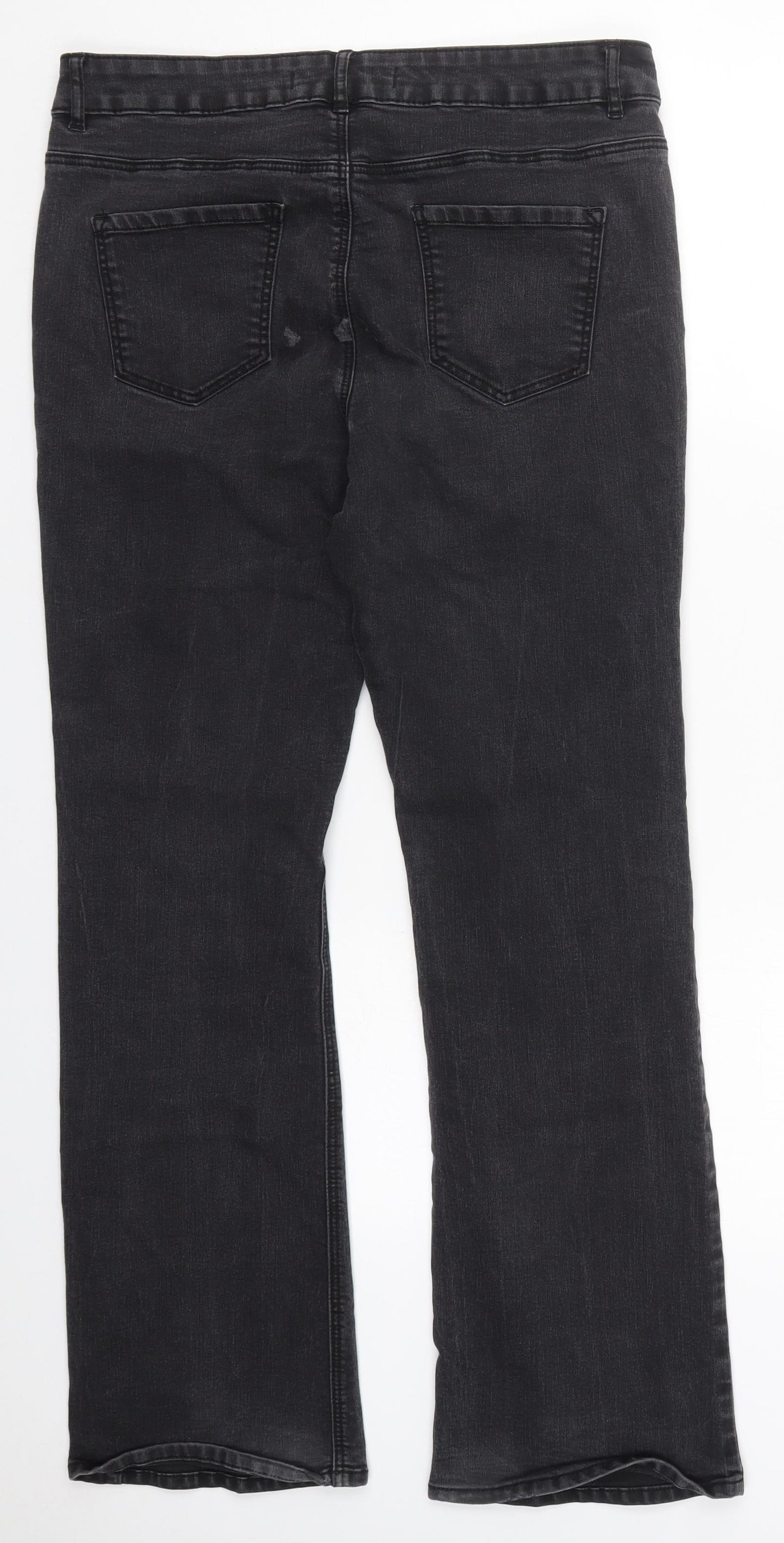 George Womens Black  Cotton Bootcut Jeans Size 14 L29 in Regular Button