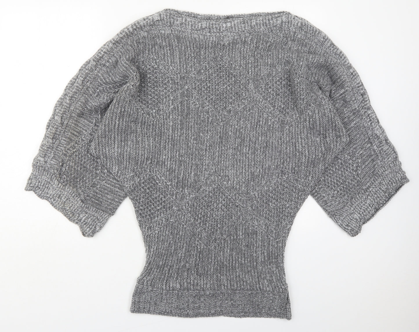 Zuppe Womens Grey Boat Neck  Acrylic Pullover Jumper Size S