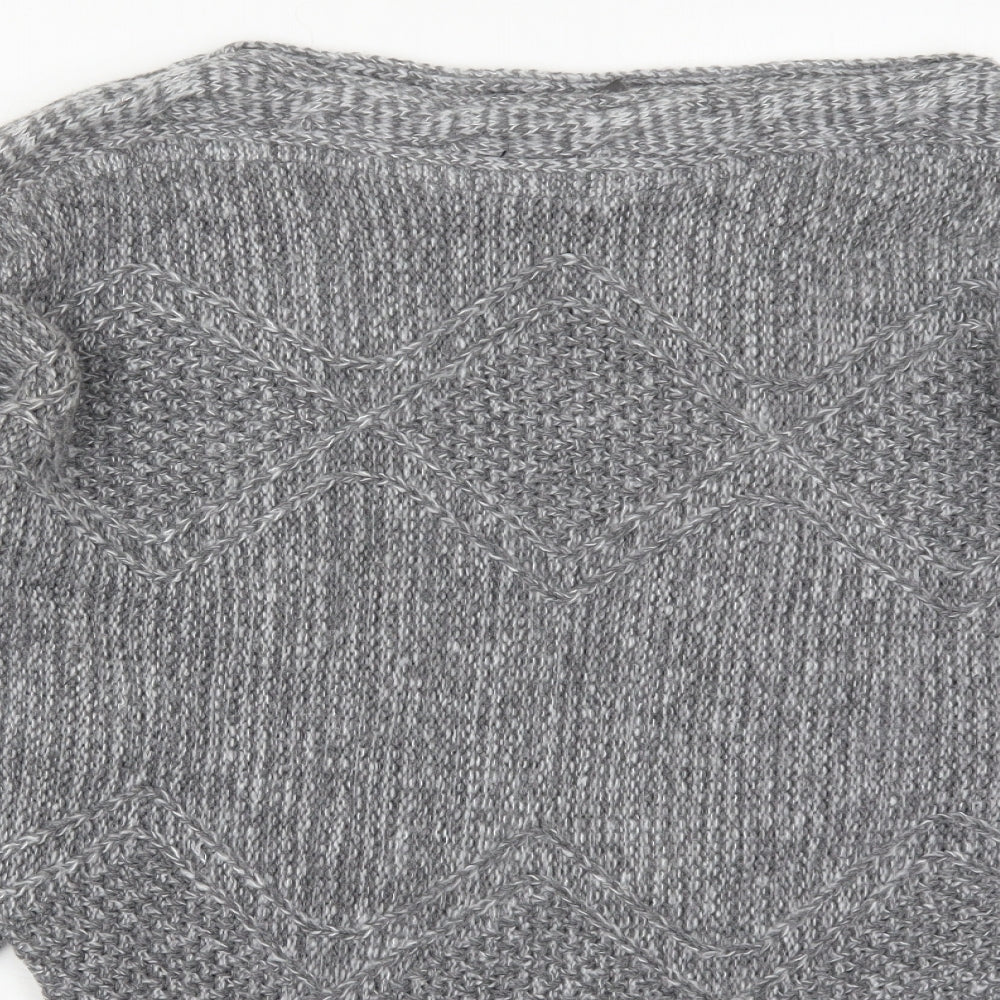 Zuppe Womens Grey Boat Neck  Acrylic Pullover Jumper Size S