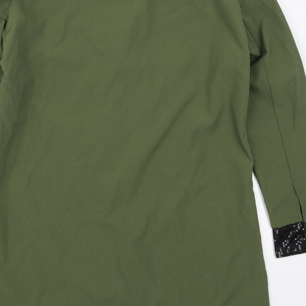 CBR Womens Green  Cotton Basic Button-Up Size M Collared