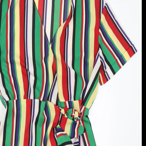 Jubylee Womens Multicoloured Striped Viscose Wrap Dress  Size M  V-Neck