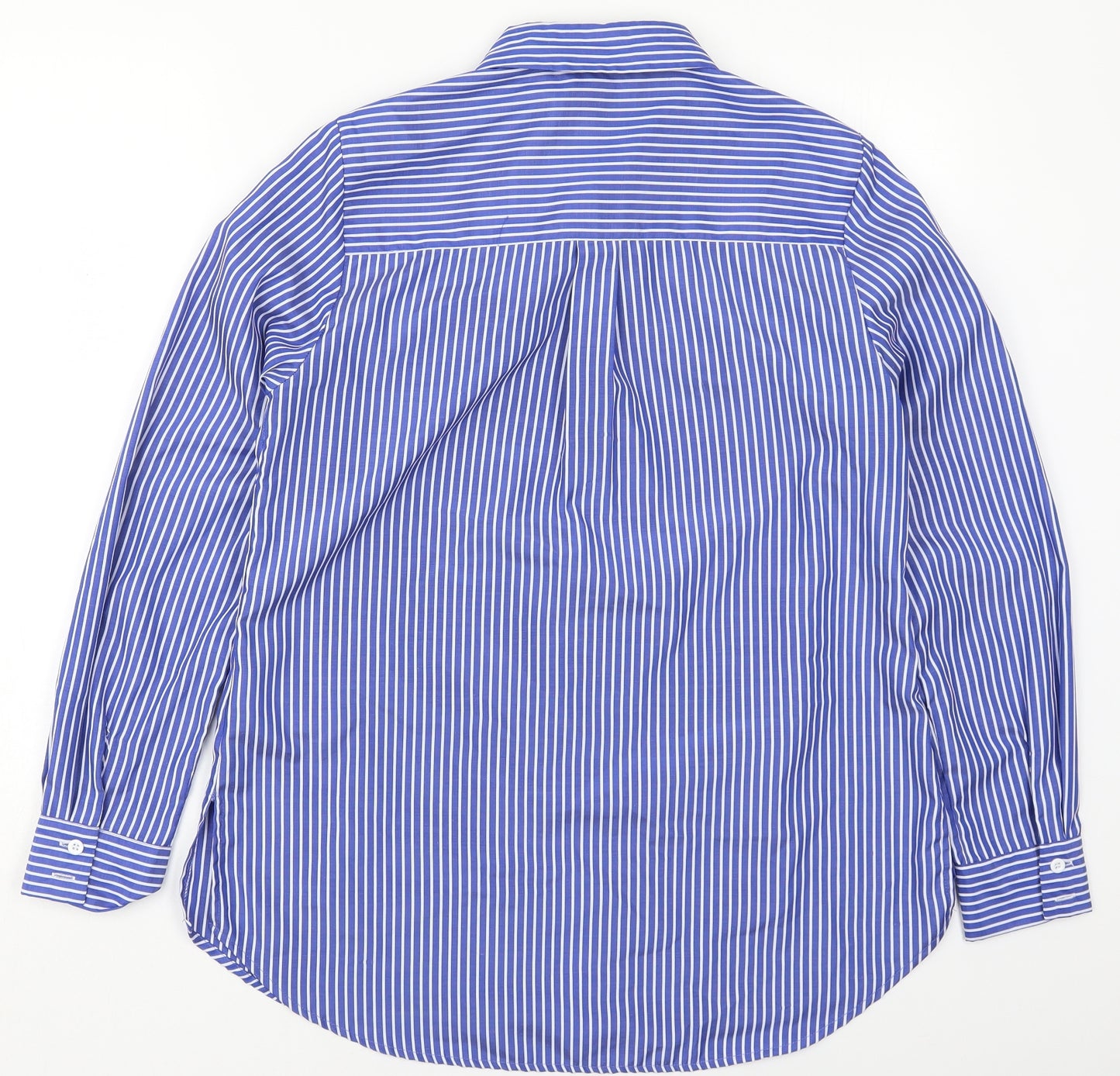 New Look Womens Blue Striped Polyester Basic Button-Up Size 12 Collared - Flowers