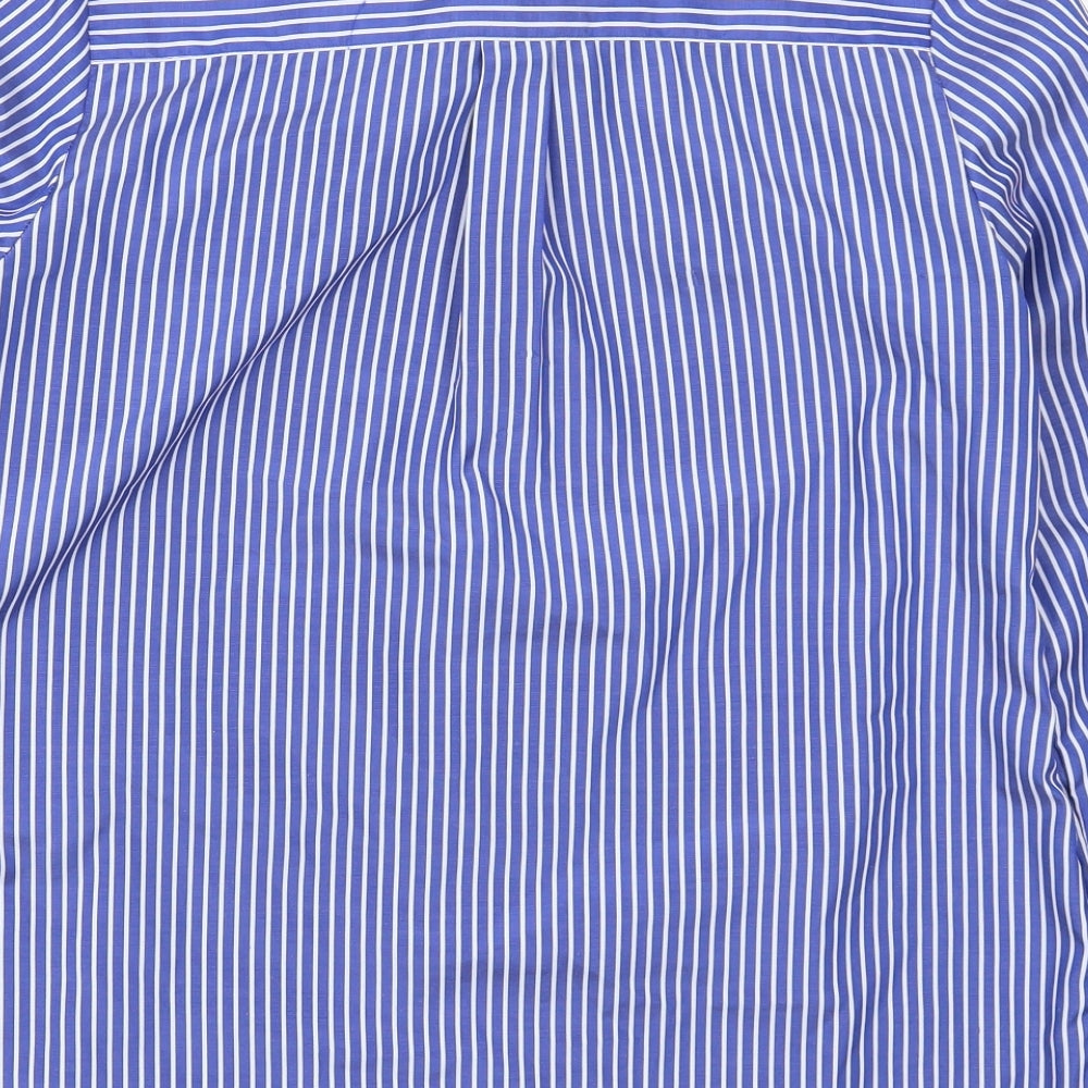 New Look Womens Blue Striped Polyester Basic Button-Up Size 12 Collared - Flowers