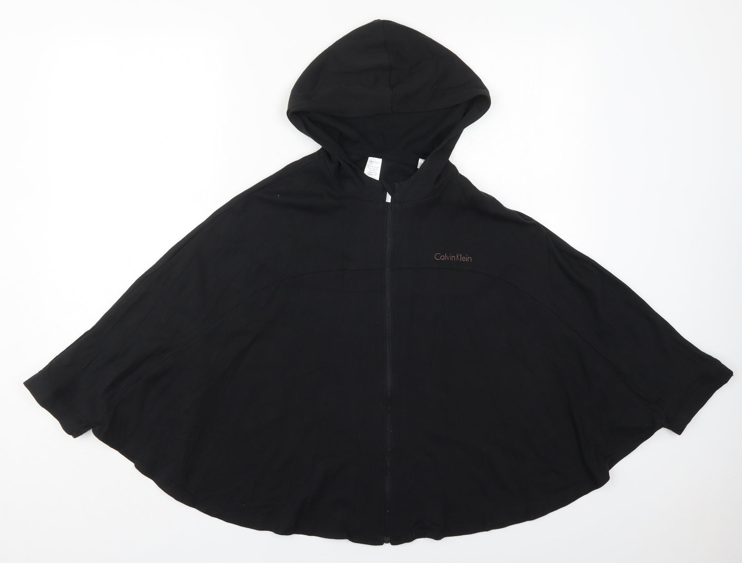 Calvin Klein Womens Black Solid Cotton Top Pyjama Top Size XS  Zip