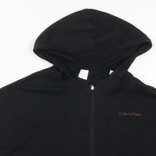 Calvin Klein Womens Black Solid Cotton Top Pyjama Top Size XS  Zip