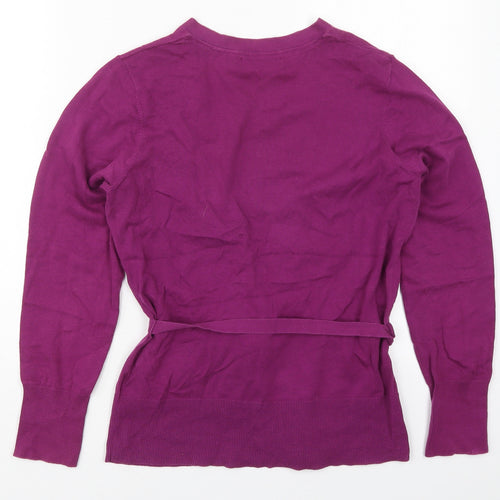 Monsoon Womens Purple V-Neck  Cotton Cardigan Jumper Size 14