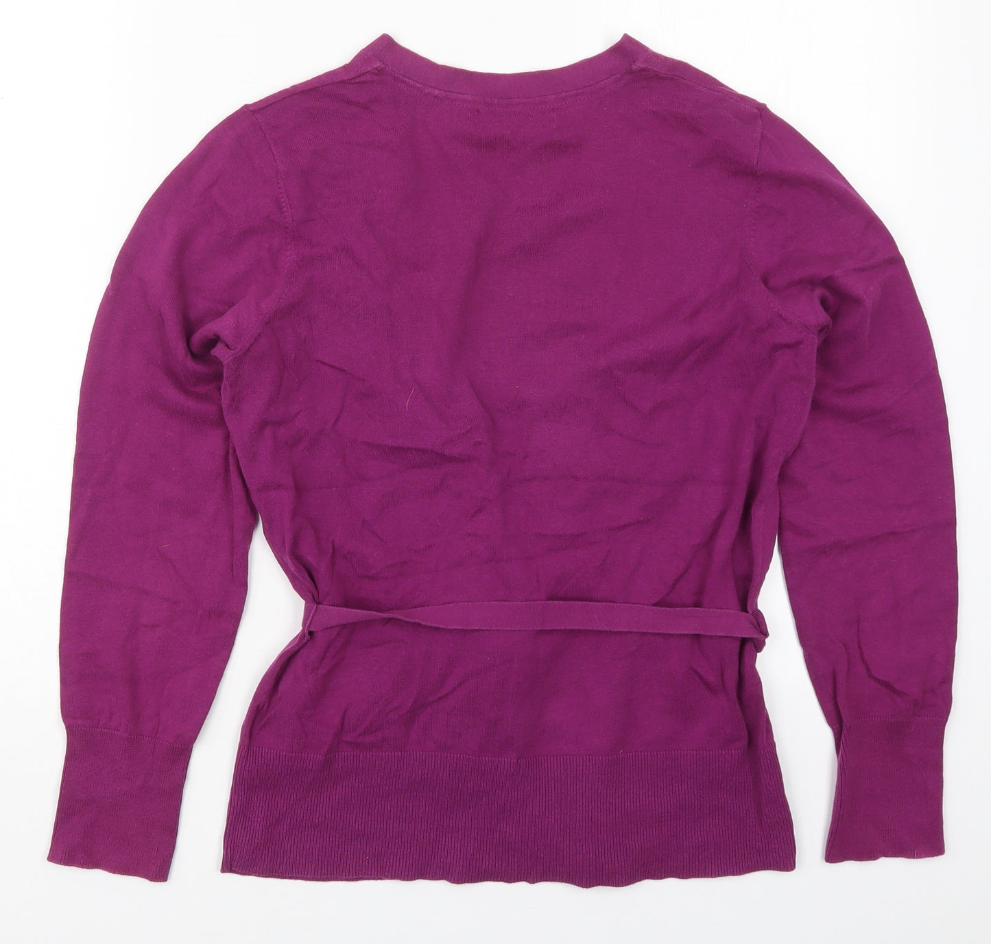 Monsoon Womens Purple V-Neck  Cotton Cardigan Jumper Size 14