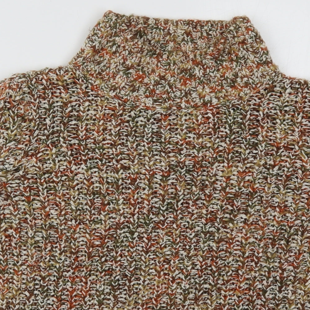 TU Womens Brown High Neck  Polyester Pullover Jumper Size 14