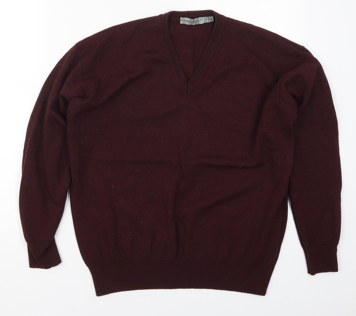 Nani Bon Mens Purple V-Neck  Wool Pullover Jumper Size S