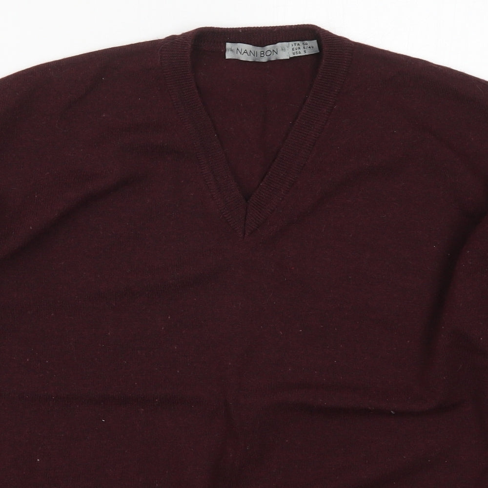 Nani Bon Mens Purple V-Neck  Wool Pullover Jumper Size S