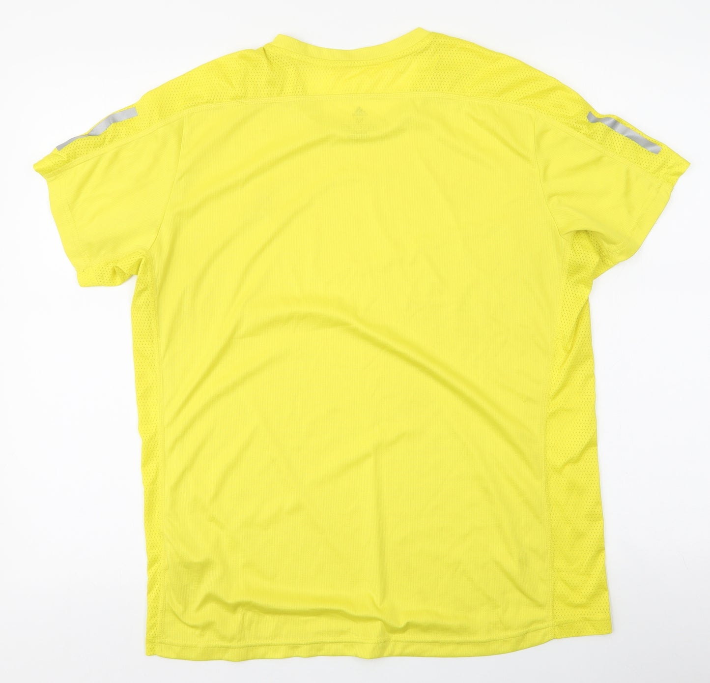 adidas Mens Yellow Striped 100% Polyester Pullover T-Shirt Size M Round Neck Pullover