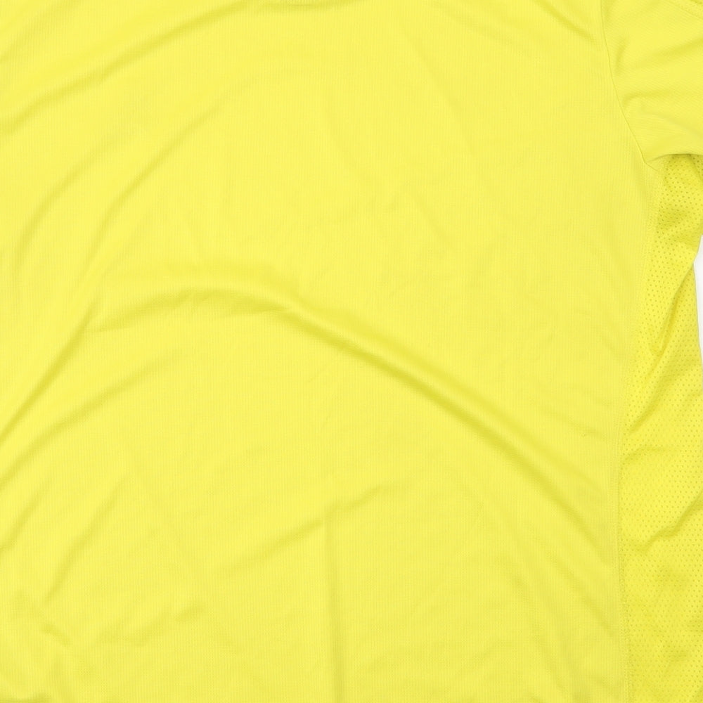 adidas Mens Yellow Striped 100% Polyester Pullover T-Shirt Size M Round Neck Pullover