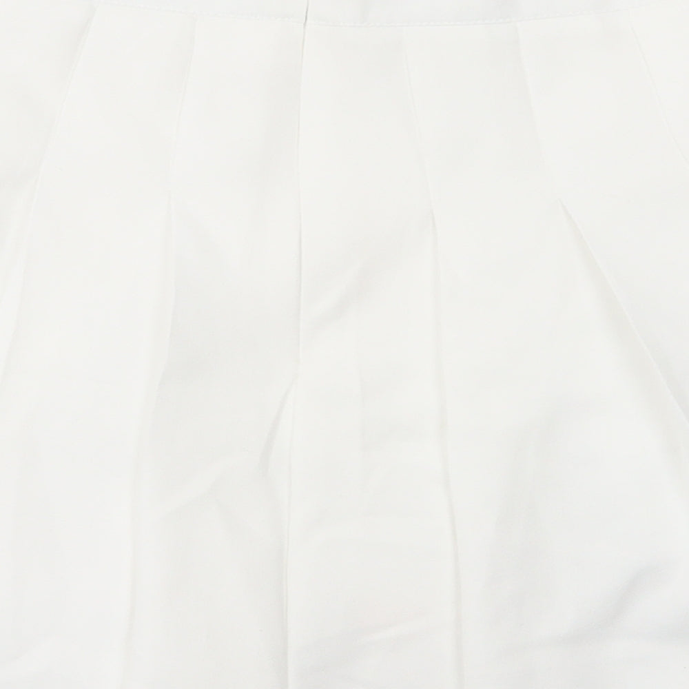 ROMWE Womens White  Polyester Skater Skirt Size S   Zip