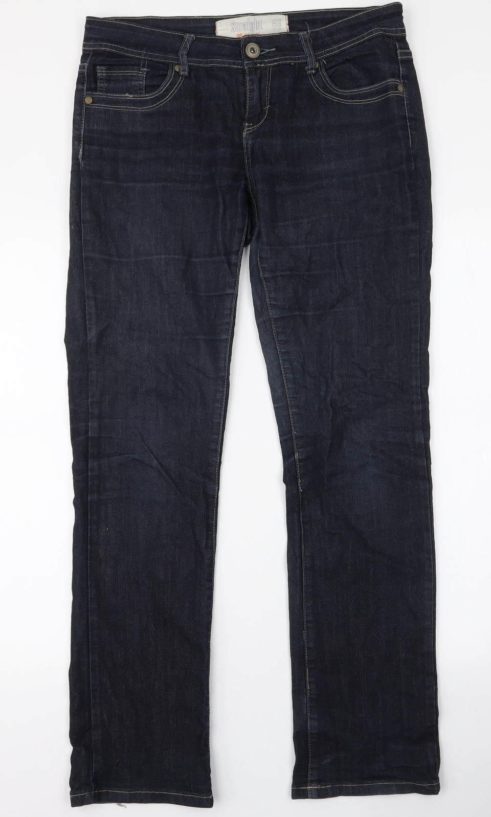 Dunnes Stores Womens Blue  Cotton Straight Jeans Size 12 L31 in Regular Zip