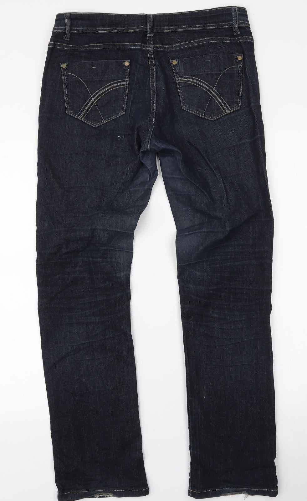 Dunnes Stores Womens Blue  Cotton Straight Jeans Size 12 L31 in Regular Zip
