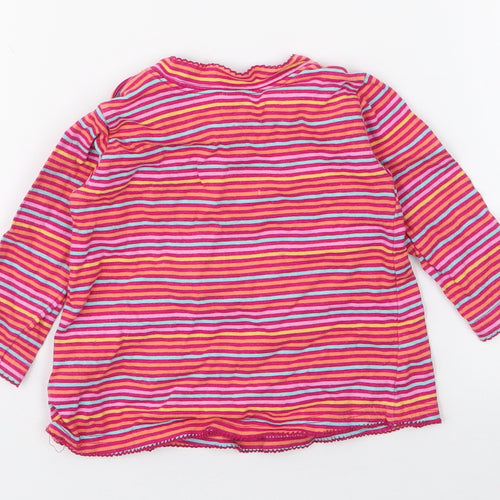 NEXT Girls Multicoloured Striped 100% Cotton Jersey T-Shirt Size 6-9 Months Round Neck Snap