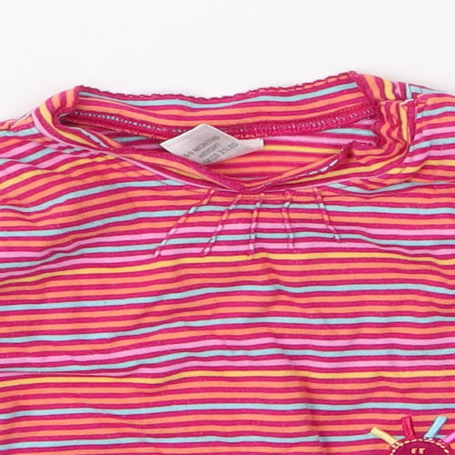 NEXT Girls Multicoloured Striped 100% Cotton Jersey T-Shirt Size 6-9 Months Round Neck Snap