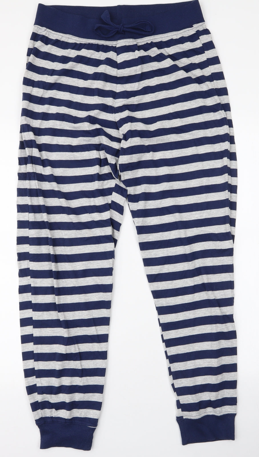 Tesco Mens Blue Striped Cotton  Pyjama Pants Size M  Drawstring