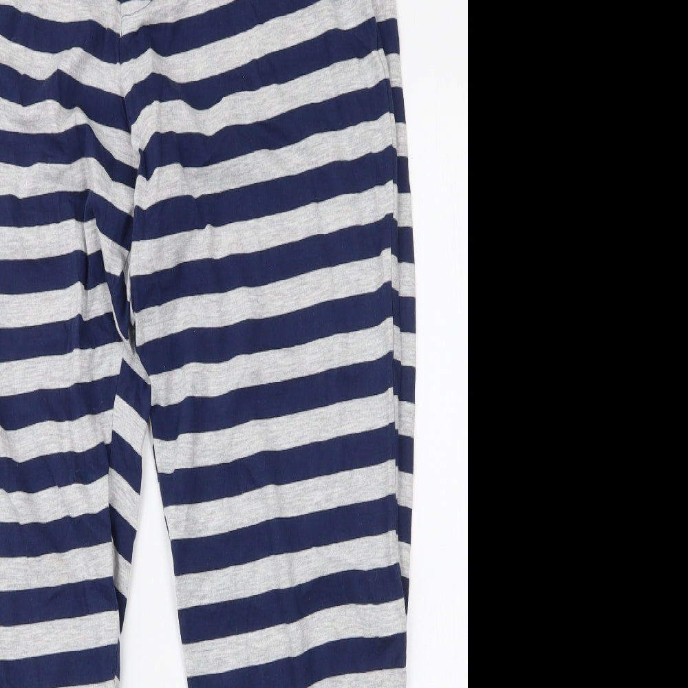 Tesco Mens Blue Striped Cotton  Pyjama Pants Size M  Drawstring