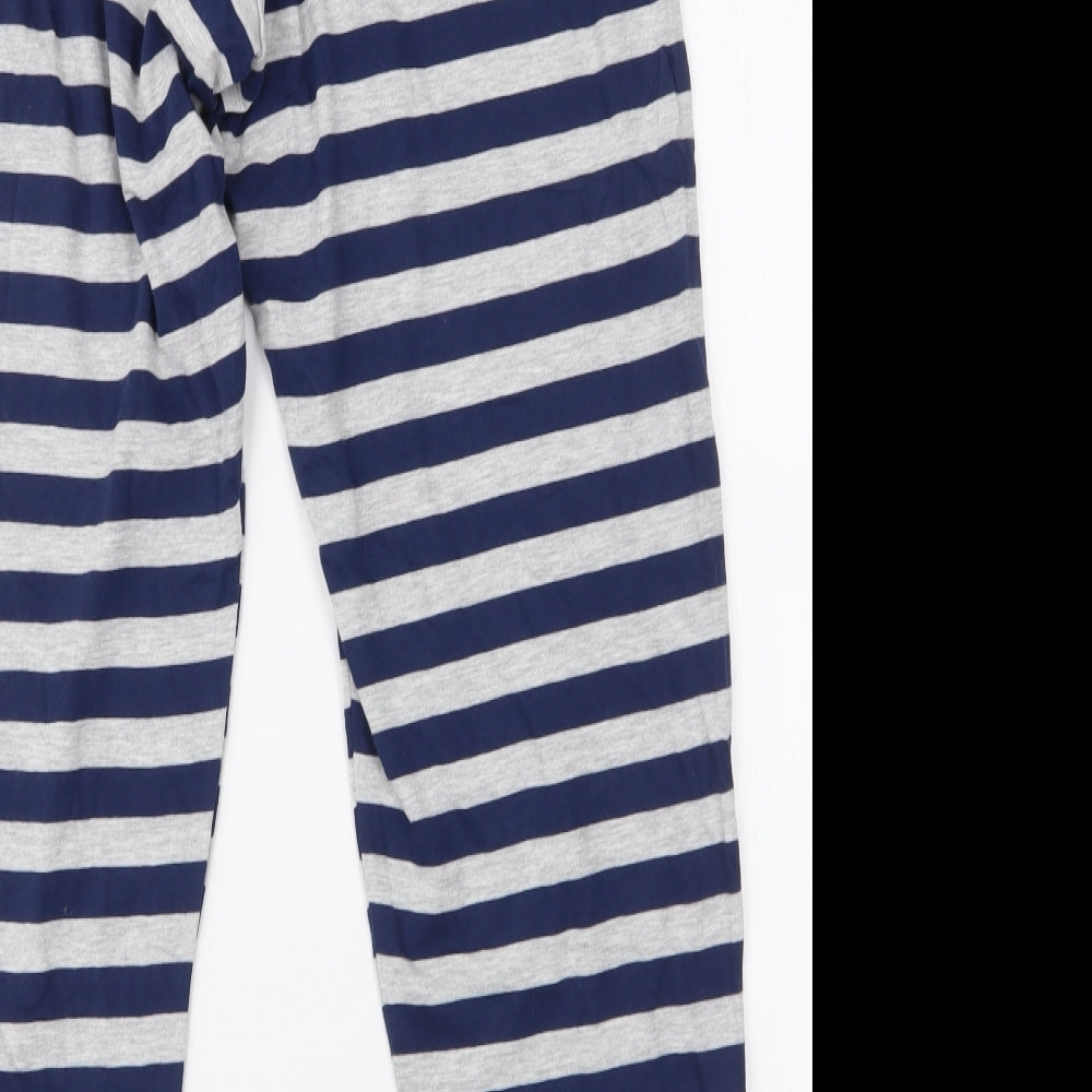 Tesco Mens Blue Striped Cotton  Pyjama Pants Size M  Drawstring