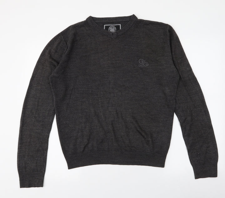 Celtic Football Club Mens Grey Round Neck  Acrylic Pullover Jumper Size L