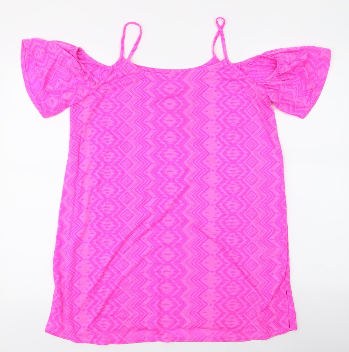 Papaya Womens Pink  Polyester Basic Tank Size M Off the Shoulder - Cold Shoulder