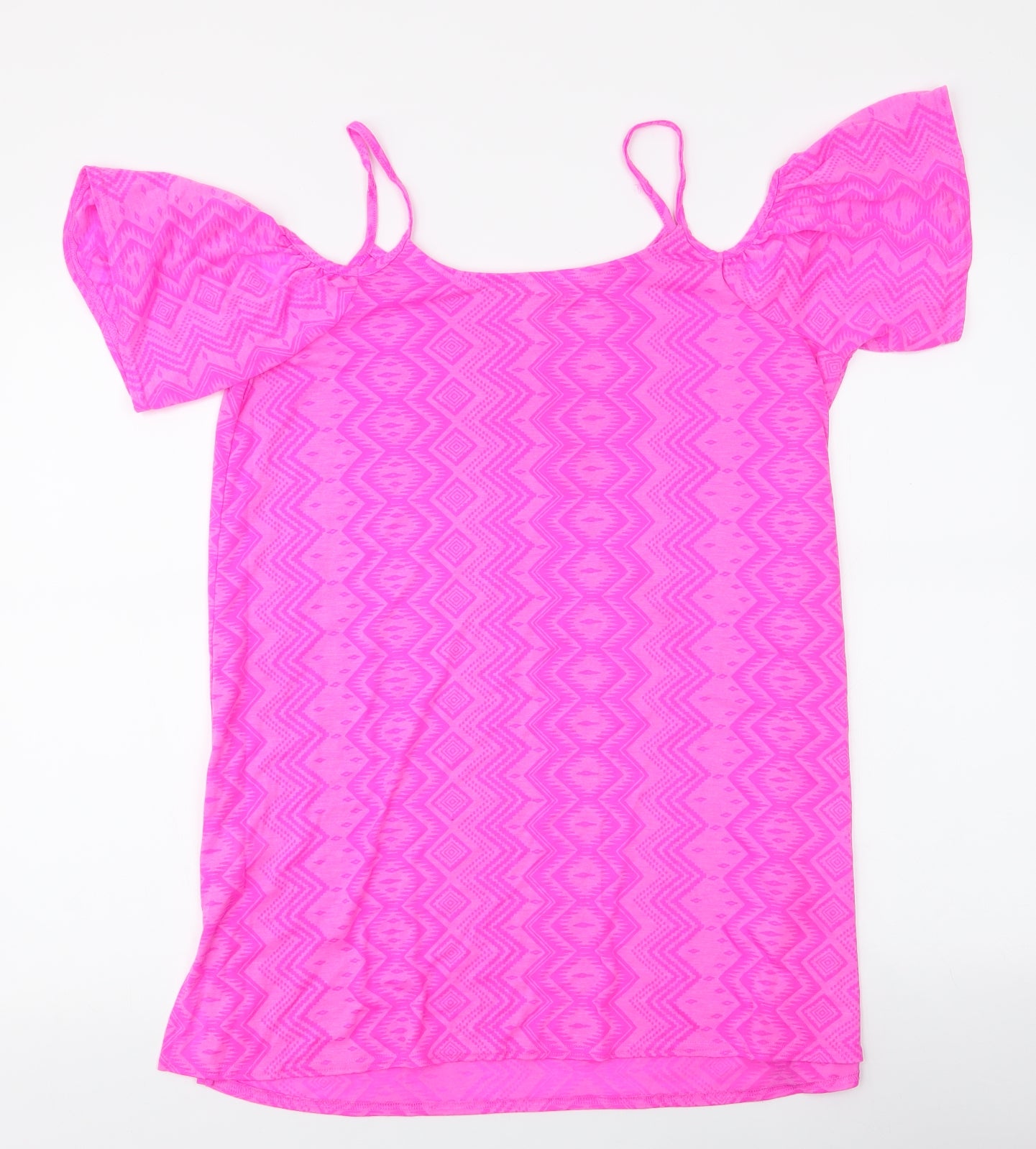 Papaya Womens Pink  Polyester Basic Tank Size M Off the Shoulder - Cold Shoulder
