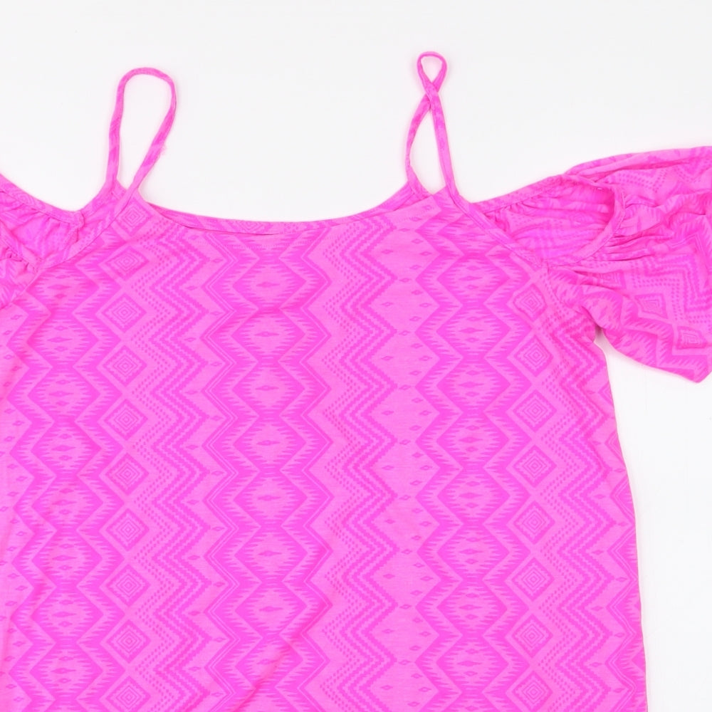 Papaya Womens Pink  Polyester Basic Tank Size M Off the Shoulder - Cold Shoulder