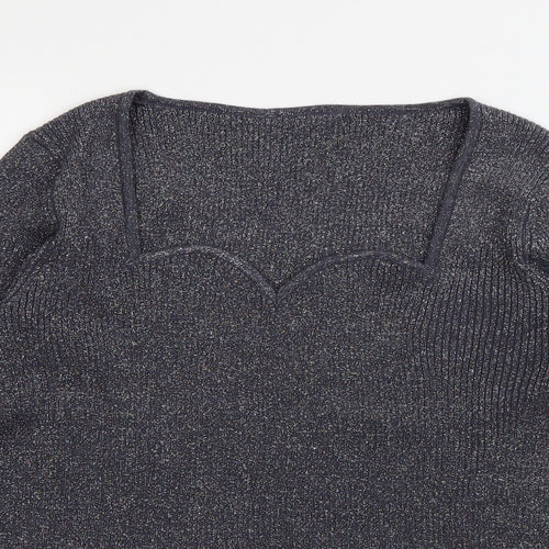 TU Womens Grey Square Neck  Polyester Pullover Jumper Size 16