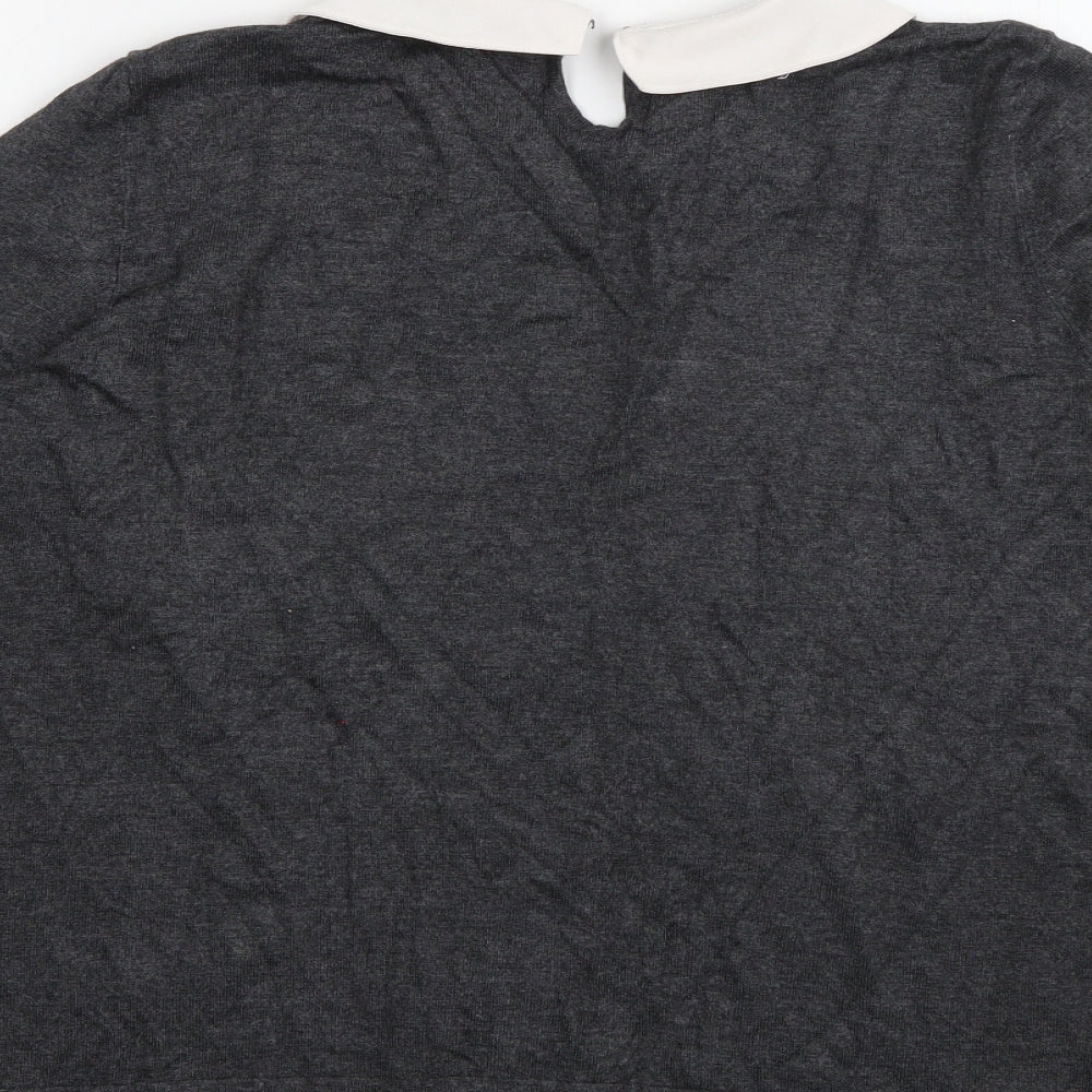 Papaya Womens Grey Round Neck  Viscose Pullover Jumper Size 14