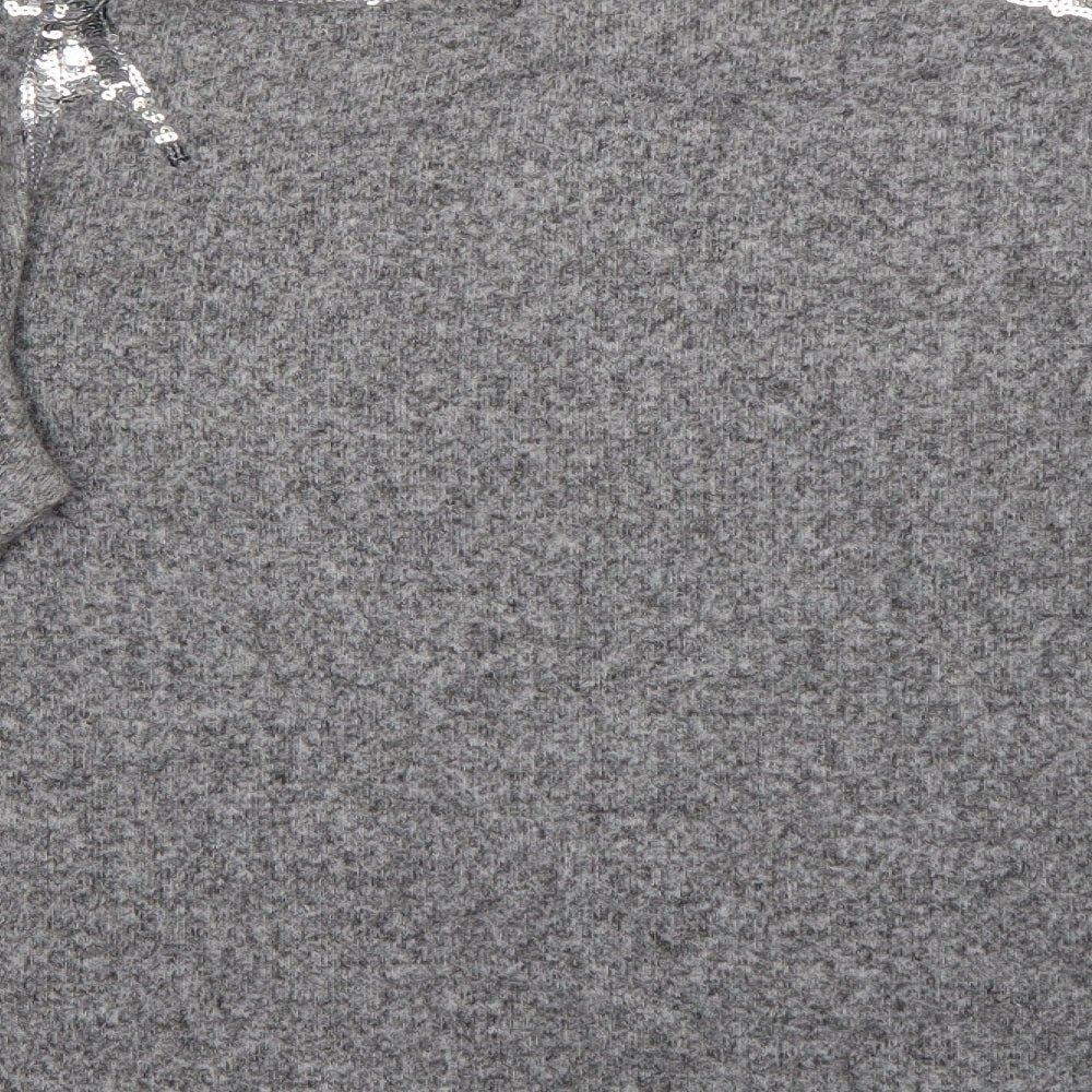 H&M Womens Grey Crew Neck  Polyester Pullover Jumper Size XS