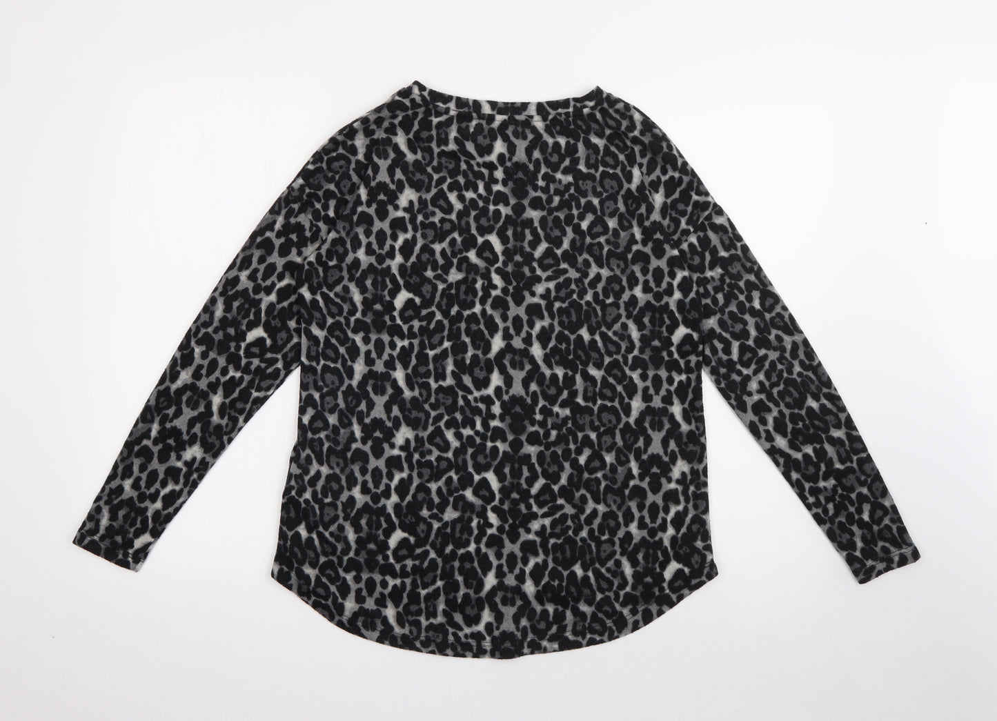 Soyaconcept Womens Grey Round Neck Animal Print Viscose Pullover Jumper Size S