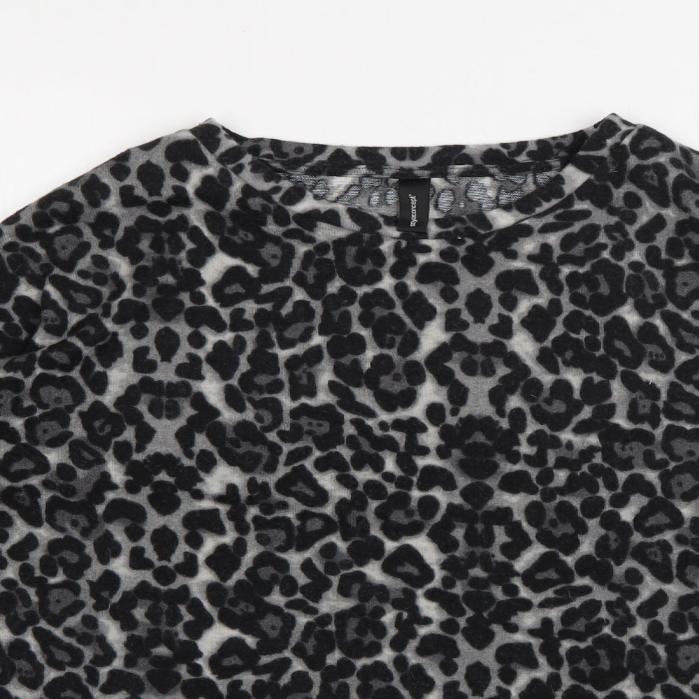 Soyaconcept Womens Grey Round Neck Animal Print Viscose Pullover Jumper Size S