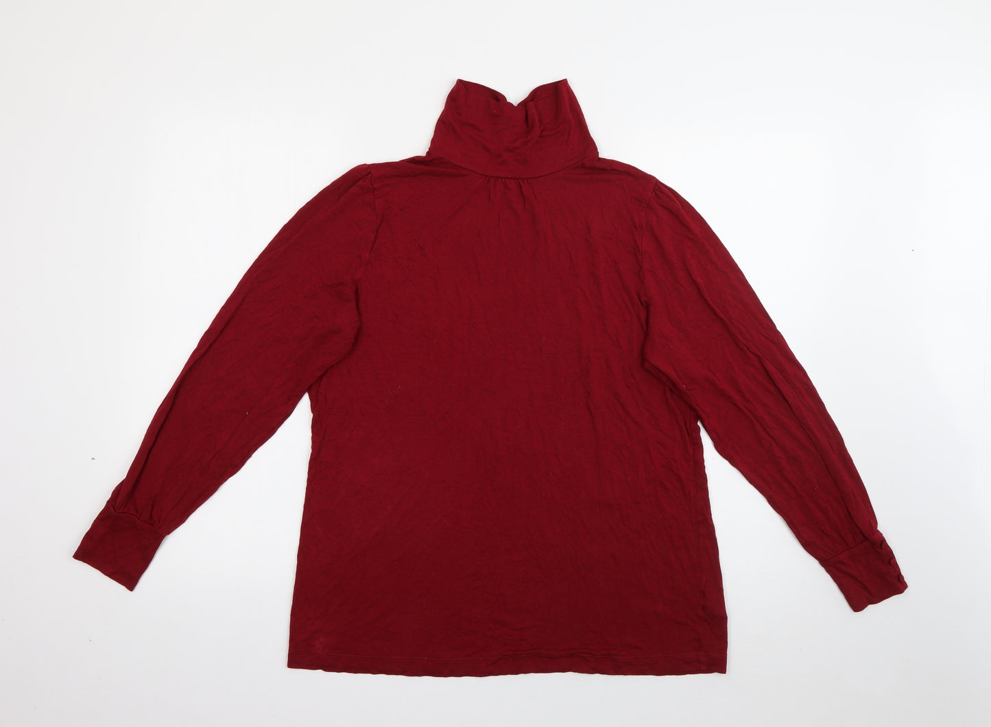 M&S Womens Red  Viscose Basic T-Shirt Size 18 High Neck