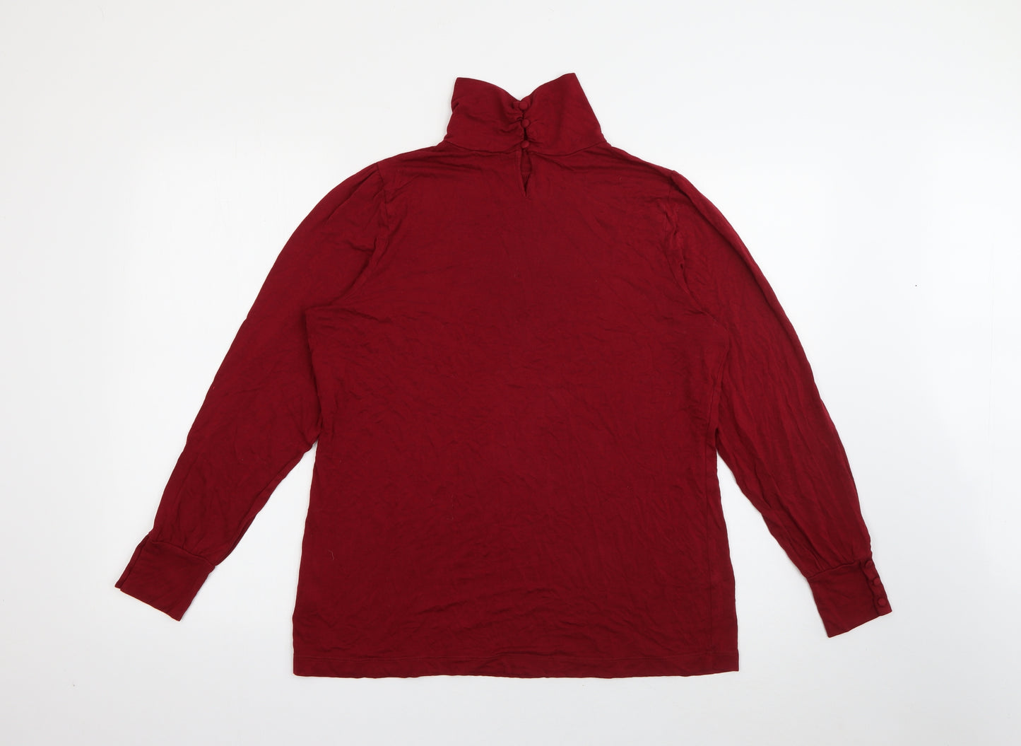 M&S Womens Red  Viscose Basic T-Shirt Size 18 High Neck