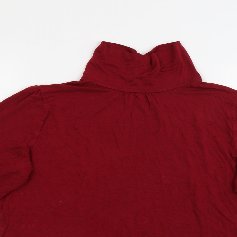 M&S Womens Red  Viscose Basic T-Shirt Size 18 High Neck